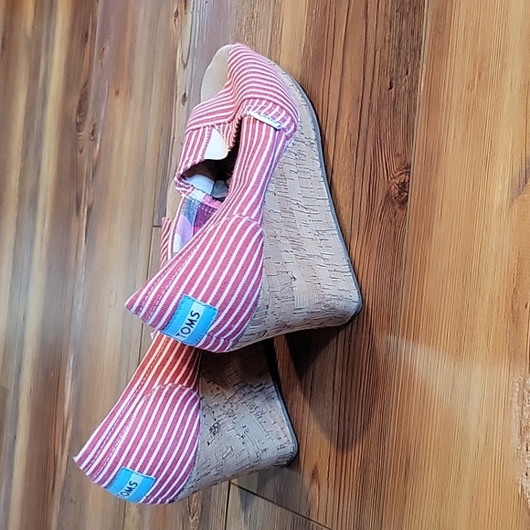 Toms red and white striped wedge sandals - Picture 5 of 7